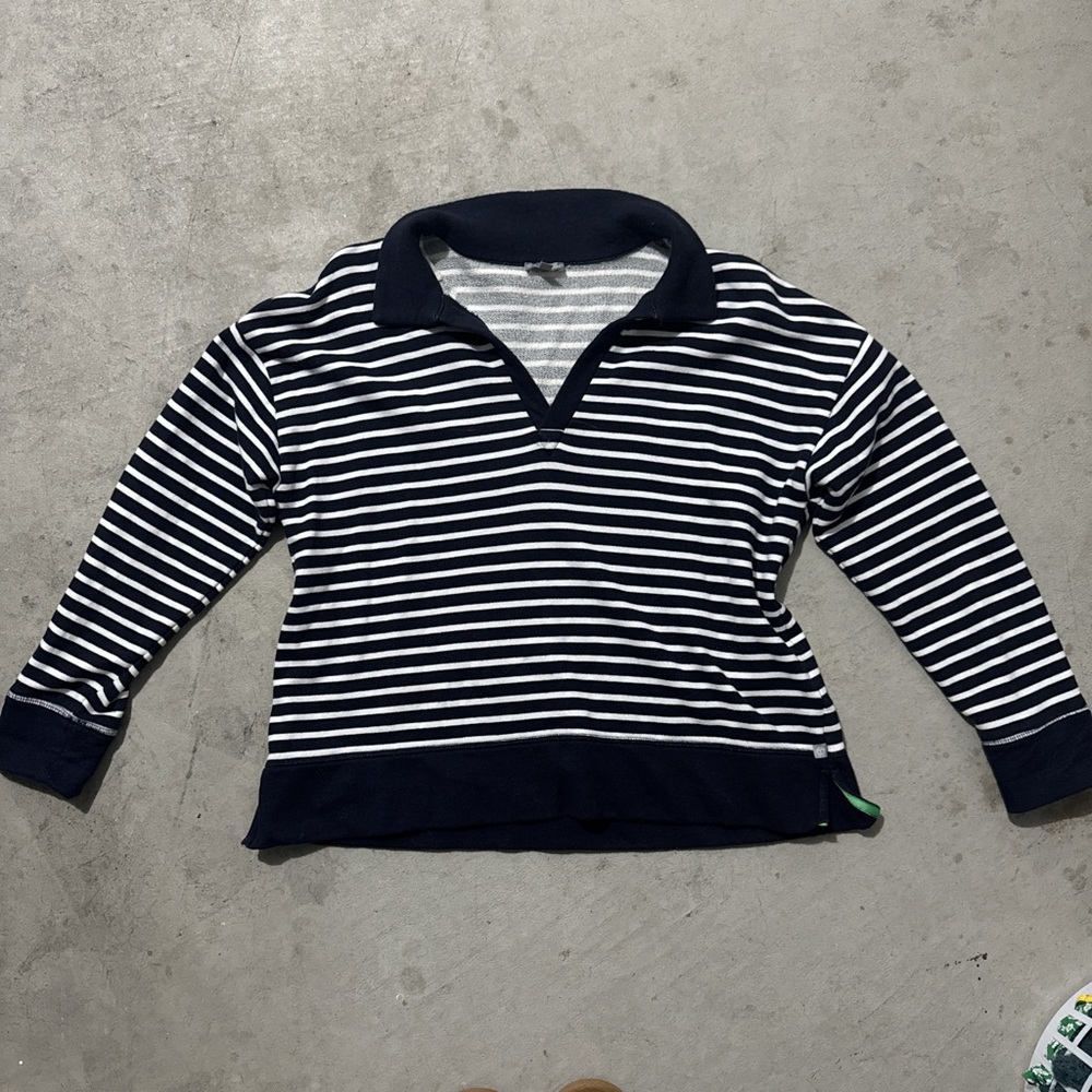 Talbots Navy and White Striped Sweater